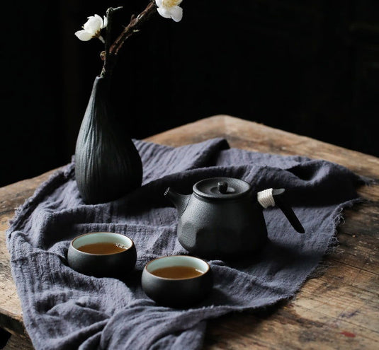 Black pottery tea set - Grand Goldman