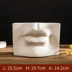 Blind Deaf Mute Creative White Ceramic Vase for Vintage & Modern Decoration Living Room Bathroom Kitchen Urn Ornament Tabletop Retro - Grand Goldman