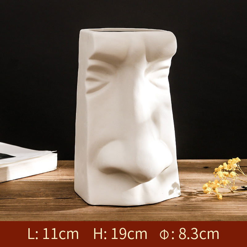 Blind Deaf Mute Creative White Ceramic Vase for Vintage & Modern Decoration Living Room Bathroom Kitchen Urn Ornament Tabletop Retro - Grand Goldman