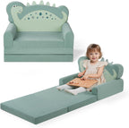 Blissful Diary Kids Couch, 2-in-1 Soft Toddler Couch Fold Out, Toddler Chair Comfy, Convertible Sofa to Lounger with Cute Shell Designs, Green - Grand Goldman