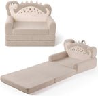 Blissful Diary Kids Couch, 2-in-1 Soft Toddler Couch Fold Out, Toddler Chair Comfy, Convertible Sofa to Lounger with Cute Shell Designs, Green - Grand Goldman