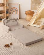 Blissful Diary Kids Couch, 2-in-1 Soft Toddler Couch Fold Out, Toddler Chair Comfy, Convertible Sofa to Lounger with Cute Shell Designs, Green - Grand Goldman