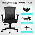 Blue Whale Big and Tall Office Chair 450lbs, Ergonomic High Back Computer Desk Chair for Heavy People with 2D Adjustable Waist Support and Heavy Duty Metal Base Mesh Chair - Grand Goldman