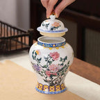 Blue and White Porcelain Ceramic Tea Pot General Can Moisture-proof Sealed Storage Tank Tea Container Box Organizer Canister - Grand Goldman