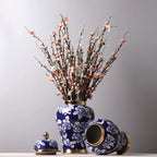 Blue and White Porcelain General Jar Storage Tea Tin Porcelain Ginger Jar Vase Flower Arrangement Home Decoration Ornaments - Grand Goldman
