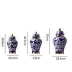 Blue and White Porcelain General Jar Storage Tea Tin Porcelain Ginger Jar Vase Flower Arrangement Home Decoration Ornaments - Grand Goldman