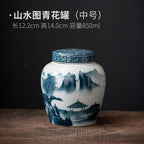 Blue and White Porcelain Tea Caddy Moisture-proof Sealed Storage Box Large-capacity Candy Jar Porcelain Food Storage Container - Grand Goldman