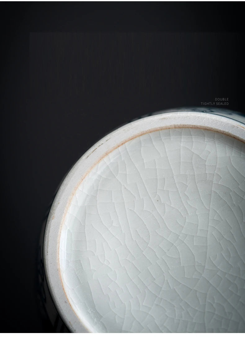 Blue and White Porcelain Tea Caddy Moisture-proof Sealed Storage Box Large-capacity Candy Jar Porcelain Food Storage Container - Grand Goldman