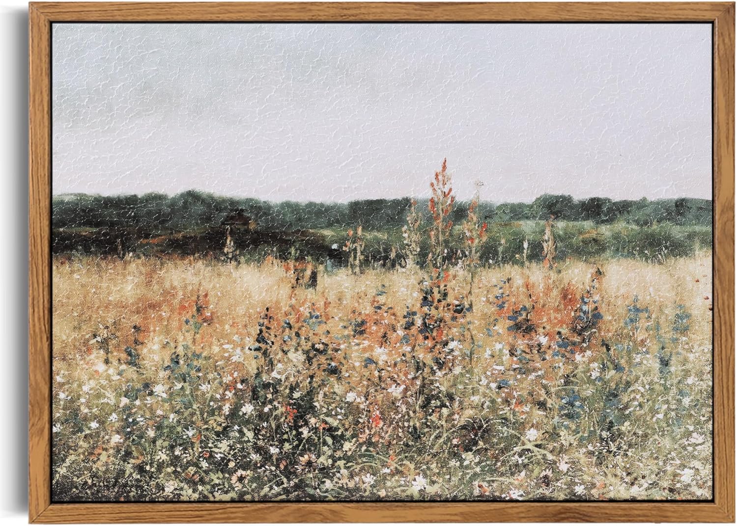 Bluebubble Framed Canvas Wall Art, Wild Floral Field Painting, Vintage Wall Art Prints, Living Room Decor - 16.0x12.0in - Grand Goldman