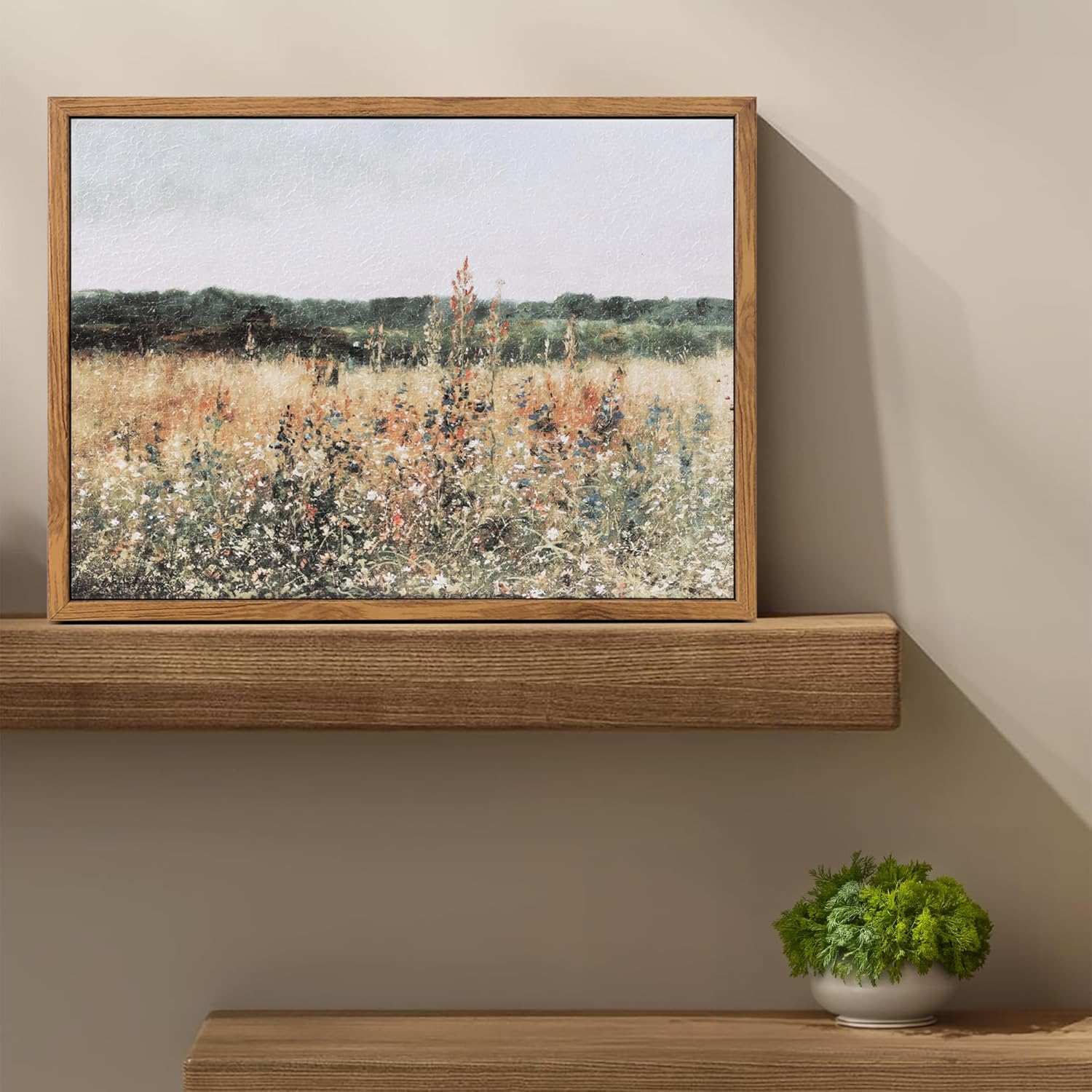 Bluebubble Framed Canvas Wall Art, Wild Floral Field Painting, Vintage Wall Art Prints, Living Room Decor - 16.0x12.0in - Grand Goldman