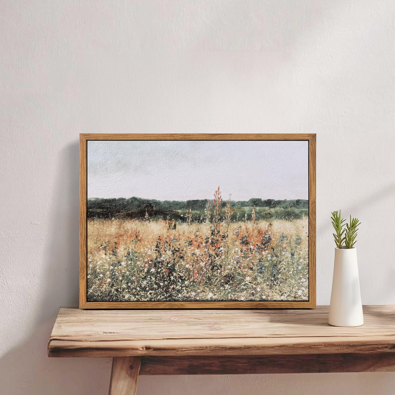 Bluebubble Framed Canvas Wall Art, Wild Floral Field Painting, Vintage Wall Art Prints, Living Room Decor - 16.0x12.0in - Grand Goldman