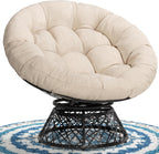 Bme 40" Ergonomic Wicker Papasan Chair with Soft Thick Density Fabric Cushion, High Capacity Steel Frame, 360 Degree Swivel for Living, Bedroom, Reading Room, Lounge - Grand Goldman