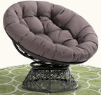 Bme 40" Ergonomic Wicker Papasan Chair with Soft Thick Density Fabric Cushion, High Capacity Steel Frame, 360 Degree Swivel for Living, Bedroom, Reading Room, Lounge - Grand Goldman