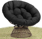 Bme 40" Ergonomic Wicker Papasan Chair with Soft Thick Density Fabric Cushion, High Capacity Steel Frame, 360 Degree Swivel for Living, Bedroom, Reading Room, Lounge - Grand Goldman
