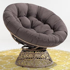 Bme 40" Ergonomic Wicker Papasan Chair with Soft Thick Density Fabric Cushion, High Capacity Steel Frame, 360 Degree Swivel for Living, Bedroom, Reading Room, Lounge - Grand Goldman