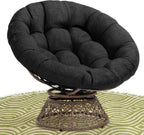Bme 40" Ergonomic Wicker Papasan Chair with Soft Thick Density Fabric Cushion, High Capacity Steel Frame, 360 Degree Swivel for Living, Bedroom, Reading Room, Lounge - Grand Goldman