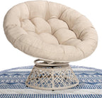 Bme 40" Ergonomic Wicker Papasan Chair with Soft Thick Density Fabric Cushion, High Capacity Steel Frame, 360 Degree Swivel for Living, Bedroom, Reading Room, Lounge - Grand Goldman