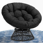 Bme 40" Ergonomic Wicker Papasan Chair with Soft Thick Density Fabric Cushion, High Capacity Steel Frame, 360 Degree Swivel for Living, Bedroom, Reading Room, Lounge - Grand Goldman