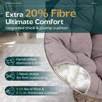 Bme 40" Ergonomic Wicker Papasan Chair with Soft Thick Density Fabric Cushion, High Capacity Steel Frame, 360 Degree Swivel for Living, Bedroom, Reading Room, Lounge - Grand Goldman