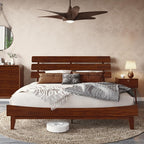 Bme Caden 15 Inch Deluxe Bed Frame with Adjustable Headboard - Mid Century, Retro Style with Acacia Wood - No Box Spring Needed - 12 Strong Wood Slat Support - Easy Assembly - Caramel, King - Grand Goldman