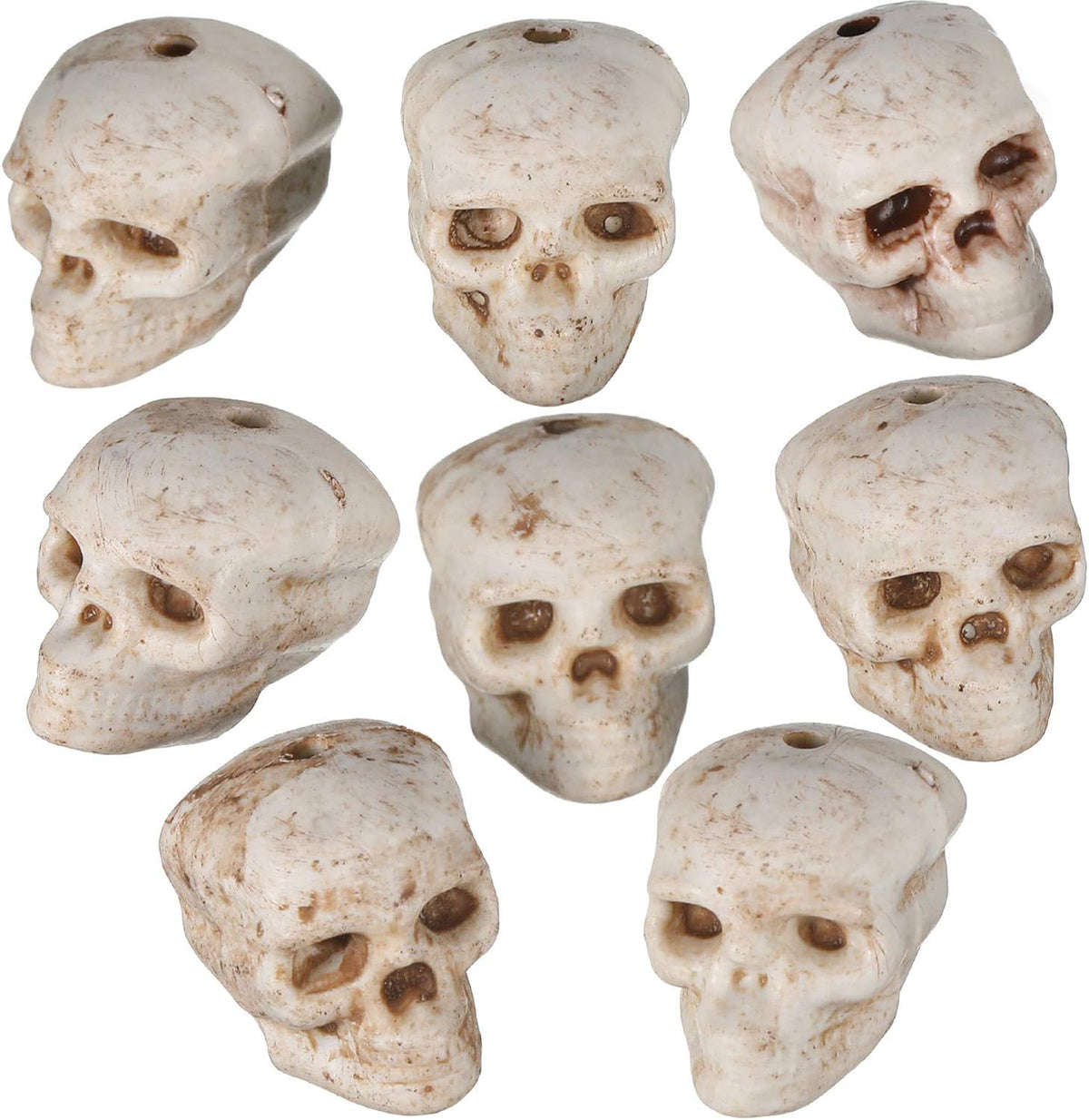 Boao 8 Pieces Halloween Skulls Realistic Looking Skulls Human Skeleton Head Skull for Halloween Bar Home Table Decoration (1.8 x 1.8 x 2.4 Inches) - Grand Goldman