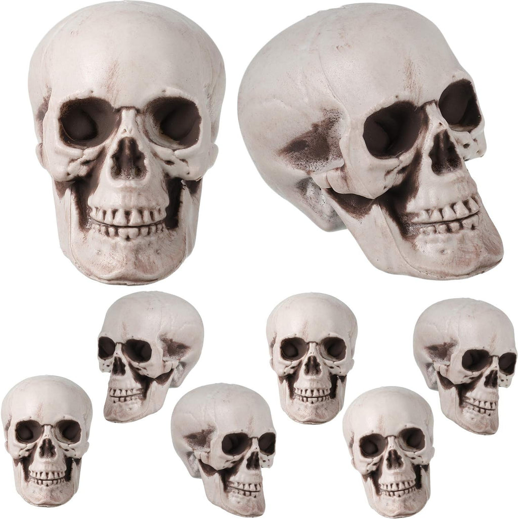 Boao 8 Pieces Halloween Skulls Realistic Looking Skulls Human Skeleton Head Skull for Halloween Bar Home Table Decoration (1.8 x 1.8 x 2.4 Inches) - Grand Goldman