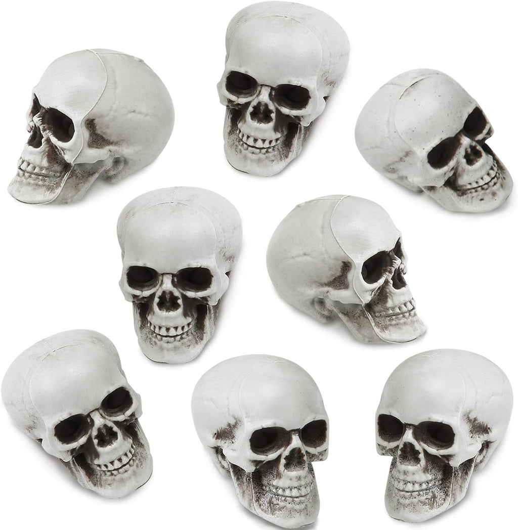 Boao 8 Pieces Halloween Skulls Realistic Looking Skulls Human Skeleton Head Skull for Halloween Bar Home Table Decoration (1.8 x 1.8 x 2.4 Inches) - Grand Goldman