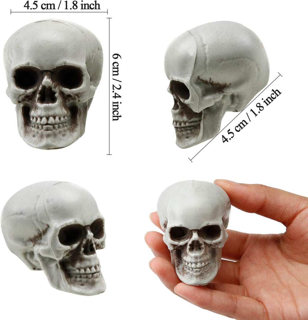Boao 8 Pieces Halloween Skulls Realistic Looking Skulls Human Skeleton Head Skull for Halloween Bar Home Table Decoration (1.8 x 1.8 x 2.4 Inches) - Grand Goldman