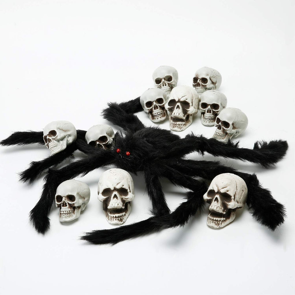 Boao 8 Pieces Halloween Skulls Realistic Looking Skulls Human Skeleton Head Skull for Halloween Bar Home Table Decoration (1.8 x 1.8 x 2.4 Inches) - Grand Goldman