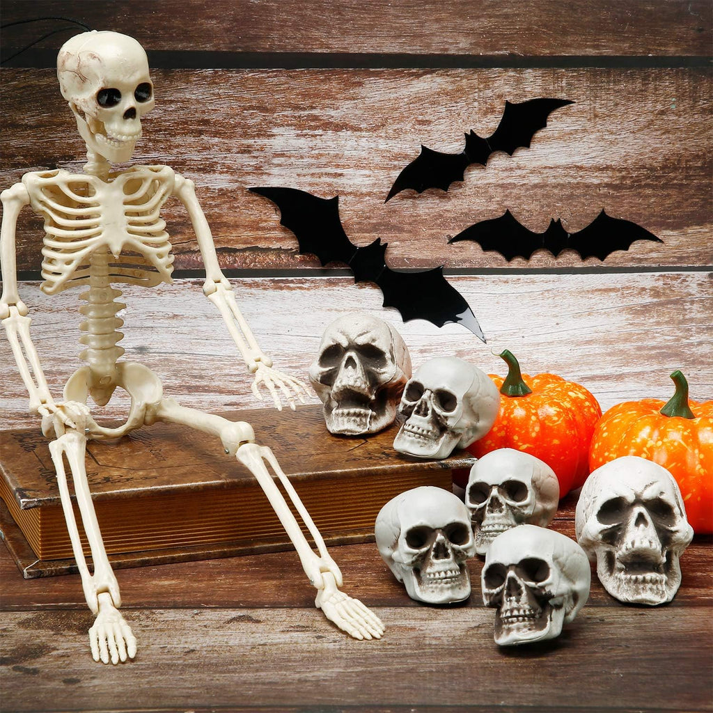 Boao 8 Pieces Halloween Skulls Realistic Looking Skulls Human Skeleton Head Skull for Halloween Bar Home Table Decoration (1.8 x 1.8 x 2.4 Inches) - Grand Goldman