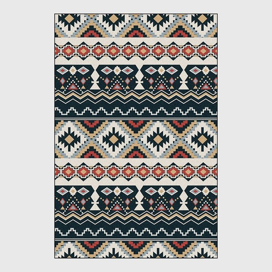 Bohemian Black And White Red Ethnic Style Carpet - Grand Goldman