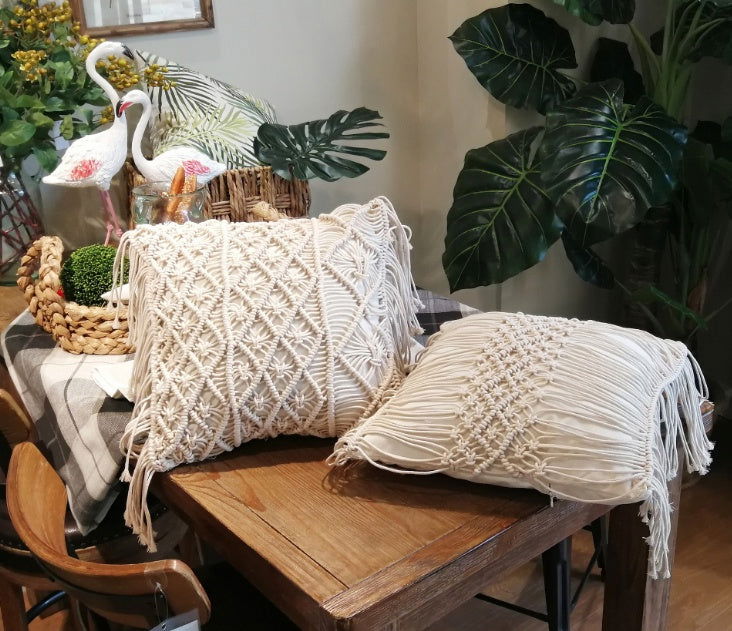 Bohemian Hand-woven Macrame Cotton Cushion Cover - Grand Goldman