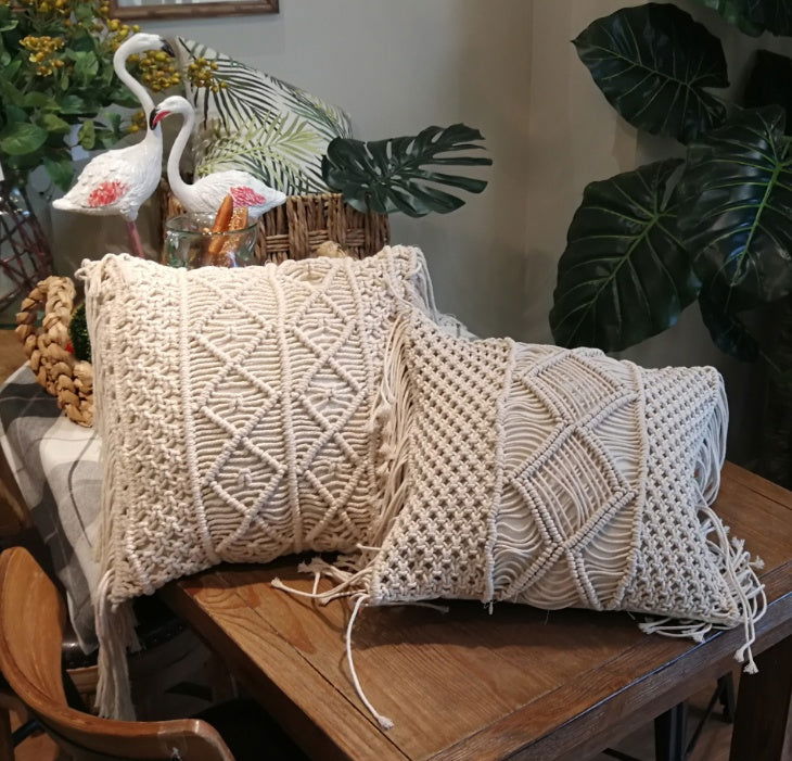 Bohemian Hand-woven Macrame Cotton Cushion Cover - Grand Goldman