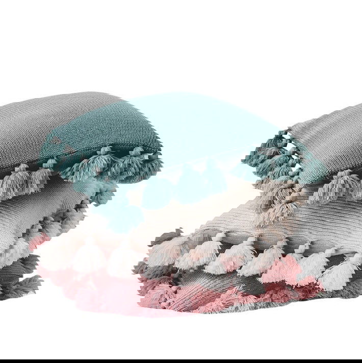 Bohemian Knitted Cushion Cover with Fringe - Grand Goldman