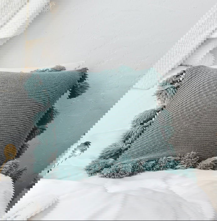 Bohemian Knitted Cushion Cover with Fringe - Grand Goldman