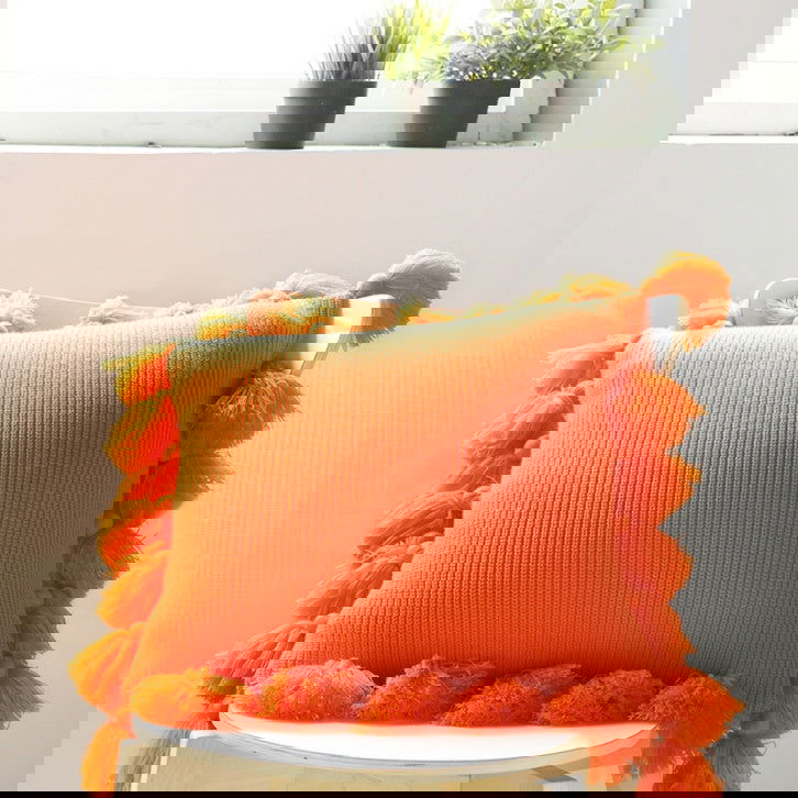 Bohemian Knitted Cushion Cover with Fringe - Grand Goldman