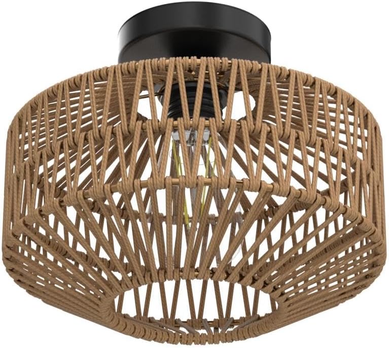 Boho Light Fixtures Ceiling Mount,Mini Rattan Chandelier Light Fixture with Dimmable LED Bulb,Hand Woven Ceiling Light Fixtures Flush Mount for Hallway Bedroom Kitchen Entryway Living Room - Grand Goldman