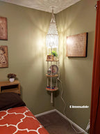 Boho Plug in Pendant Light Hanging Light with Plug in Cord,Dimmable Switch Hanging Lamp Macrame Lamp Shade and Hanging Plant Holder Shelf Indoor for Bohemian Decor Bedroom Corner Living Room - Grand Goldman
