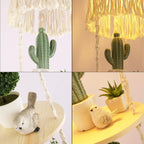 Boho Plug in Pendant Light Hanging Light with Plug in Cord,Dimmable Switch Hanging Lamp Macrame Lamp Shade and Hanging Plant Holder Shelf Indoor for Bohemian Decor Bedroom Corner Living Room - Grand Goldman