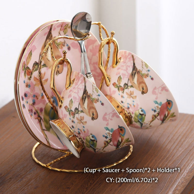 Bone China Coffee Cup Set Ceramic Phnom Penh Tea Set Cup With Spoon - Grand Goldman