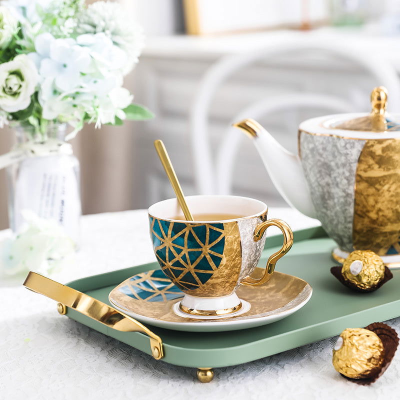 Bone China Coffee Cup and Saucer Set - Grand Goldman