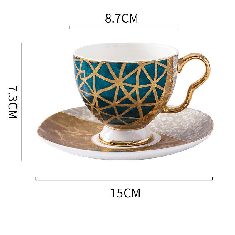 Bone China Coffee Cup and Saucer Set - Grand Goldman