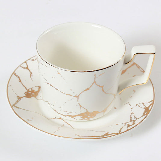 Bone China Cup and Saucer Practical Gift Set European Ceramic Coffee Cup and Milk Cup - Grand Goldman