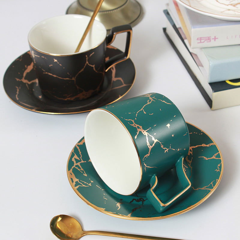 Bone China Cup and Saucer Practical Gift Set European Ceramic Coffee Cup and Milk Cup - Grand Goldman