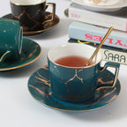 Bone China Cup and Saucer Practical Gift Set European Ceramic Coffee Cup and Milk Cup - Grand Goldman