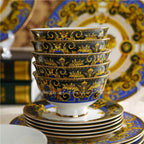 Bone China Set Vasage Cutlery 43pcs Set Desktop Setting Tableware Coffee Cup Style Gift Flatware Set - Grand Goldman