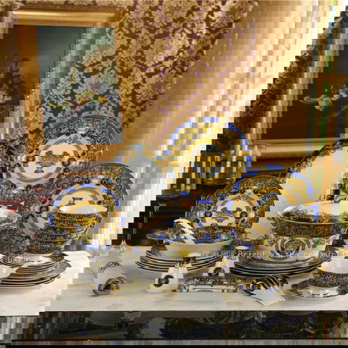 Bone China Set Vasage Cutlery 43pcs Set Desktop Setting Tableware Coffee Cup Style Gift Flatware Set - Grand Goldman