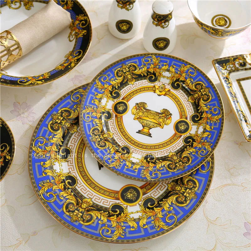 Bone China Set Vasage Cutlery 43pcs Set Desktop Setting Tableware Coffee Cup Style Gift Flatware Set - Grand Goldman