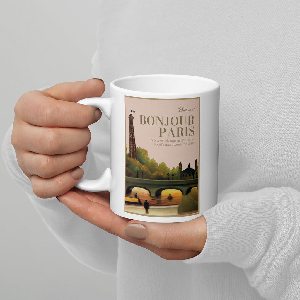 Bonjour Paris White Glossy Mug - Grand Goldman