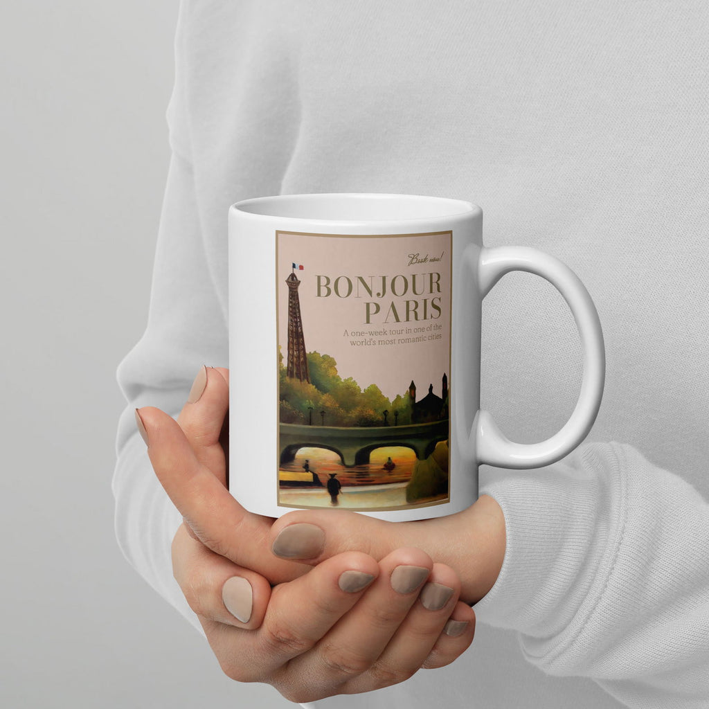 Bonjour Paris White Glossy Mug - Grand Goldman